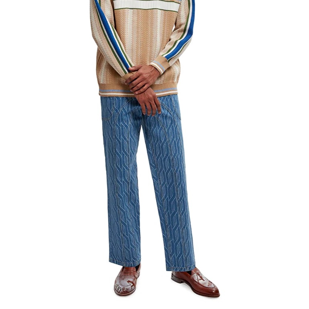 $400 Ahluwalia Size S(30”) Low Rise Baggy Loose Fit Laser Jeans NWT - Picture 4 of 9